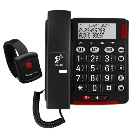 Image of Amplicomms BigTel 50 Alarm Plus Corded Big Button Phone for Elderly - Loud Phones for Hard of Hearing - Hearing Aid Compatible Phones - Large Number Telephone