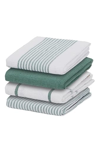 Image of Olivia Rocco 4 Pack Tea Towel Kitchen Tea Towels Cotton Absorbent Long Lasting Catering Bar Dish Towel Cloth, Green