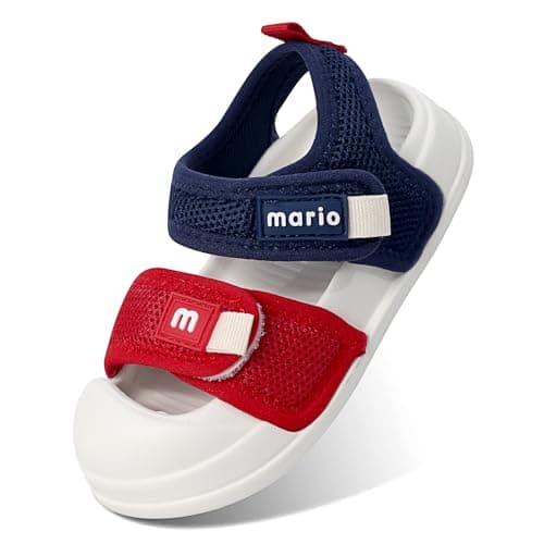 Image of MK MATT KEELY Boys Girls Sandals Kids Closed Toe Walking Shoes Toddlers Baby Wide Fit Beach Sandals with Non-Slip Sole,Navy,Size 6/7 UK Child