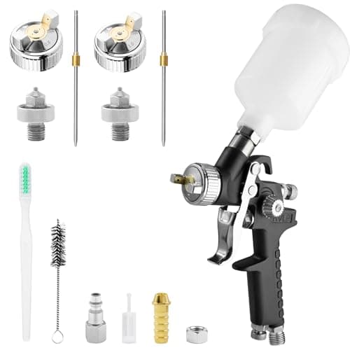 Image of Mini Spray Guns, HVLP Air Spray Gun 125cc Cup Paint Sprayer, 0.8mm/1.0mm Nozzle Gravity Feed Painting Gun for Auto Parts, Furniture, Fences, DIY Tool, Detail Repair