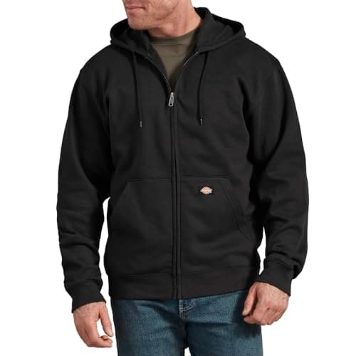 Image of Dickies, Men's, Midweight Full Zip Fleece Hoodie Regular, Black, L