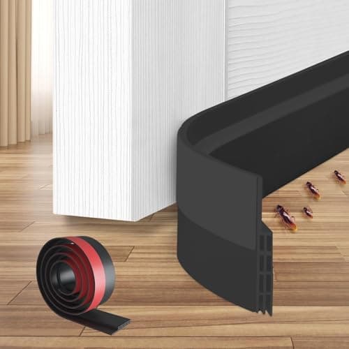 Image of Draft Excluder Strip for Doors, 2" W x 39" L Self Adhesive Door Seal Strip for Energy Saving, Soundproof Weather Proof Draft Stopper Draught Excluder for Bottom of Door, Black