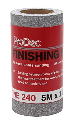 Image of ProDec 5m Roll 240 Grit Fine Grade Finishing Paper for Sanding Between Coats and Automotive Sanding - 115mm Wide Abrasive Paper Roll Compatible with Machine Sanders & Hand Sanders