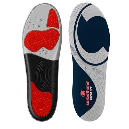 Image of SORBOTHANE Sorbo Pro Insoles Men & Women – Shock Absorbing Inserts for Pronation & Heel Pain Relief – Arch Support Shoe Insole for Running, Walking, Work Boots – Antibacterial, Size UK 9