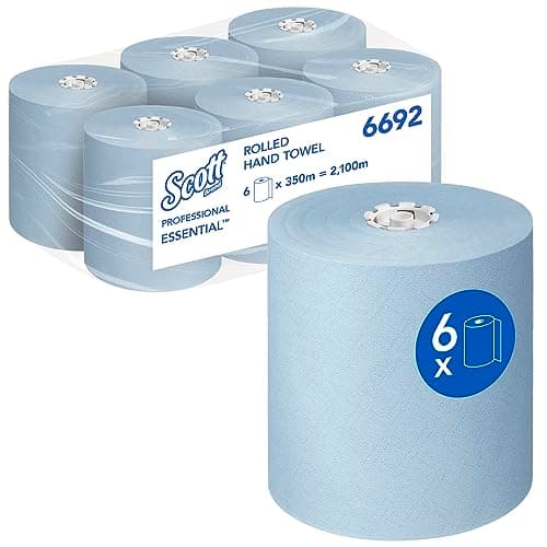 Image of Scott Essential Rolled Hand Towels 6692 - Blue Paper Towels - 6 x 350m Paper Towel Rolls (2,100m total)