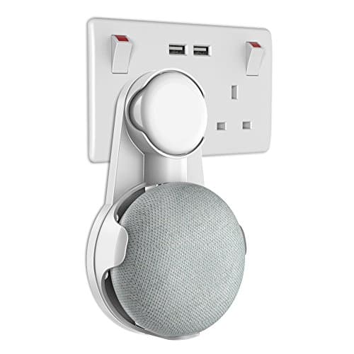 Image of Gelink Socket Wall Mount for Google Home Mini, Nest Mini (2nd gen) Holder Stand Hanger Plug in Kitchen Bathroom Bedroom, Hides the Long Cord (White)