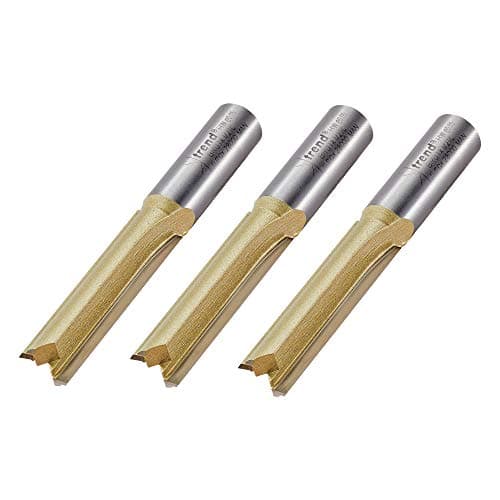 Image of Trend Straight Two Flute Worktop Router Cutter, 1/2 Inch Shank, 12.7mm Cut Diameter & 50mm Cut Length, Tungsten Carbide Tipped, 3 Pack, BR01/3
