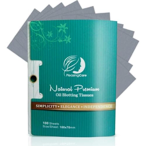 Image of Natural Facial Oil Blotting Paper Sheets - Bamboo Charcoal 100 Counts, Easy Take Out Design - Top Oil Absorbing Tissues, Premium Handy Face Blotting Sheets - Facial Skin Care or Make Up Must Have!