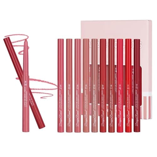 Image of LOPHE 12 Color Matte Lip Liner, High Pigmented Nude Pencil Set with Waterproof Long Lasting Natural Makeup for Plumping and Defining,Brown Lipliner Pencil for Women