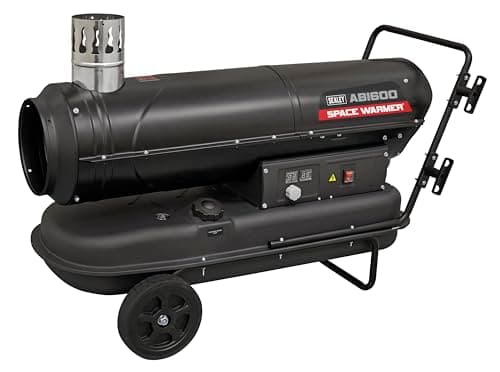 Image of Sealey 68,000Btu/hr Indirect Space Warmer Kerosene/Diesel Heater with Wheels – ABI600, Silver