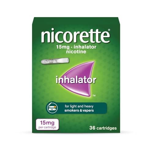 Image of Nicorette 15mg Inhalator (36 Cartridges), Discreet & Convenient Nicotine Inhaler for Quitting Smoking with replaceable cartridges, Quit Smoking Aid or Vaping Cessation Aid