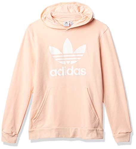 Image of adidas Originals unisex-youth Trefoil Hoodie Haze Coral/White Small