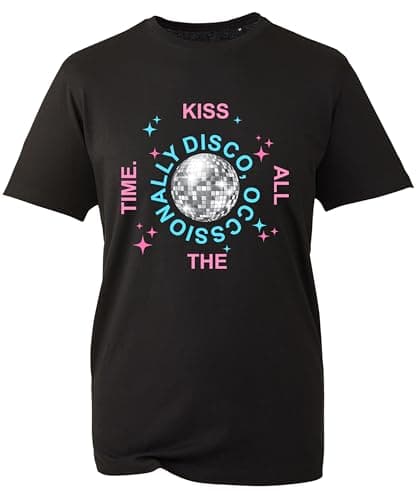 Image of Kiss All The Time T-Shirt, Disco, Occasionally Music Lover Shirt, Concert Lover Gift, Unisex Adults and Kids tee top(Black, S)