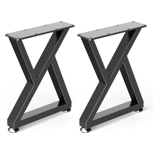Image of YheenLf Set of 2 Metal Coffee Table Legs, Heavy Duty Industrial DIY Furniture, Black Breakfast Bar Stand Bench Dining Desk Feet, Sturdy Stable, Z-Type, 30×41.5cm