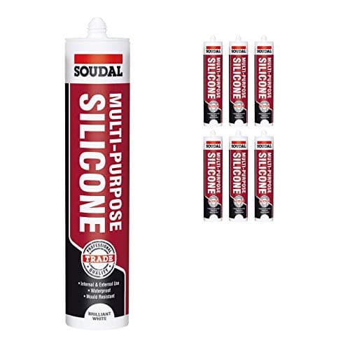 Image of 6 x Brilliant White Soudal Trade Silicone Multi Purpose Construction Sealant Acetoxy with Fungicide