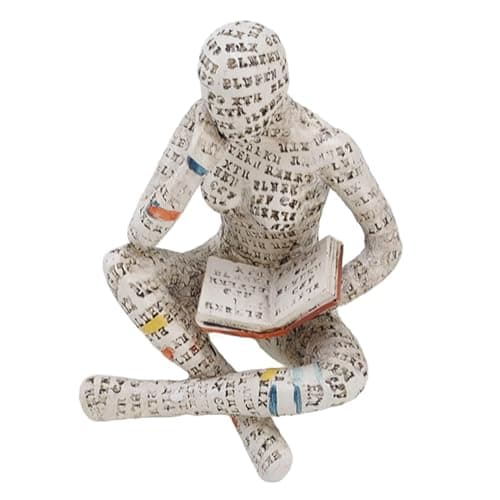 Image of Cyrank Resin Reading Woman Figurine, Pulp Woman Reading Bookshelf Decor Abstract Art Sculpture Bookworm Sculpture Abstract Reading Figurine Figurines Ornaments Ladies Reading Pulp Molding