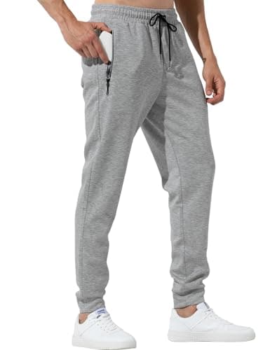 Image of Casey Kevin Men's Joggers Tracksuit Bottoms Sweatpants Sports Trousers Gym Joggers with Zip Pockets Drawstring Slim fit Causal Running Clothes,Grey,L