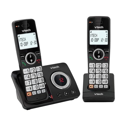 Image of VTech EA5051 DECT Cordless Phone with Answering Machine,Nuisance Call Blocker, Volume Booster, Easy-to-Read Backlit Display, 18 Hours Talk-time, Handsfree Speakerphone, 2-Handset