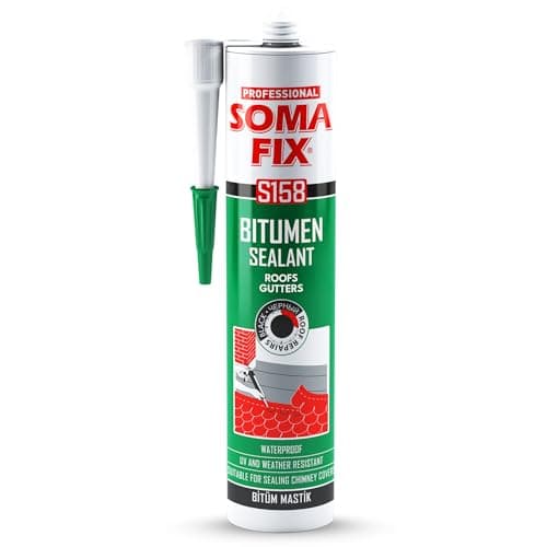 Image of Roof Sealant - Waterproof Bitumen Sealant for Roofing Felt, Gutter, Caravans and Asphalt, Roof Felt Adhesive - Stops Leaks & Weatherproof (310ML)