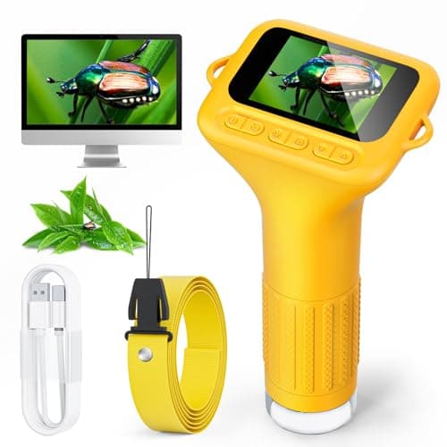 Image of SKYBASIC Digital Microscope for Kids 1000X Portable Mini Microscopes: 2.0 Inch HD Screen Handheld Microscope - Edu Science STEM Toy Gift for Birthday Christmas Aged 5-12 Boys & Girls - Yellow