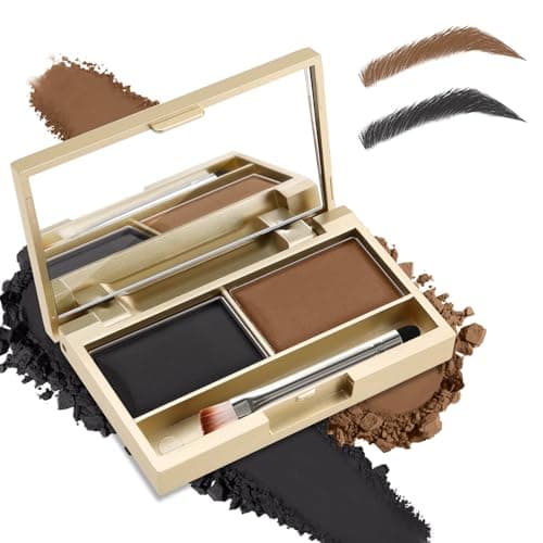 Image of Boobeen Eyebrow Powder Kit, 2-color Waterproof Eyebrow Palette Makeup to Definer & Filler Brows, Eyebrow Color Powder Shape Natural Looking Brow - with Mirror Brush