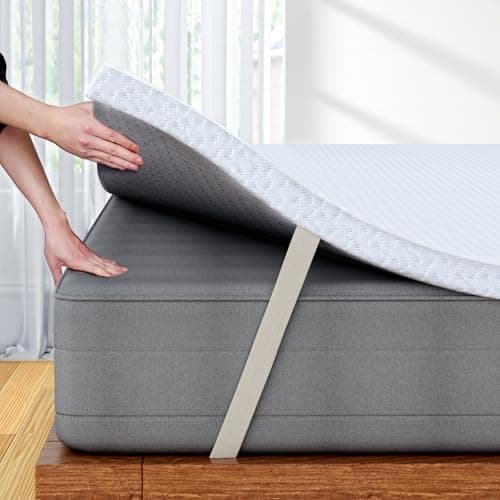 Image of FRIDEKO Memory Foam Mattress Topper Double Bed - 5 cm Thick Double - Layer Topper - Medium Firm for Back Pain Relief Pressure Relief - Hypoallergenic Washable & Removable Cover Size: 135x190cm