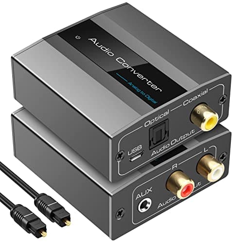 Image of VEDINDUST Analog to Digital Audio Converter RCA to Optical with Cable RCA L R or 3.5mm Jack to Toslink and Coaxial Adapter for Soundbar