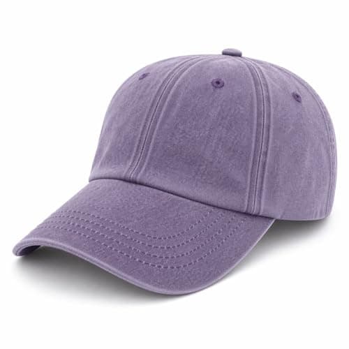 Image of GM Apparel Stonewashed Distressed Baseball Cap for Men Women Vintage Washed Cotton Adjustable Dad Hat Unisex Casual Outdoor (UK, Alpha, One Size, Lilac)