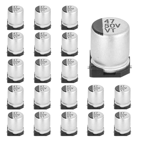 Image of sourcing map 47uF 50V Aluminum Electrolytic Capacitors, Low Impedance Surface Mount Device Electrolytic Capacitor for TV Computer Circuit Board DIY Electronic Projects, 6.3x7.7mm, 20pcs