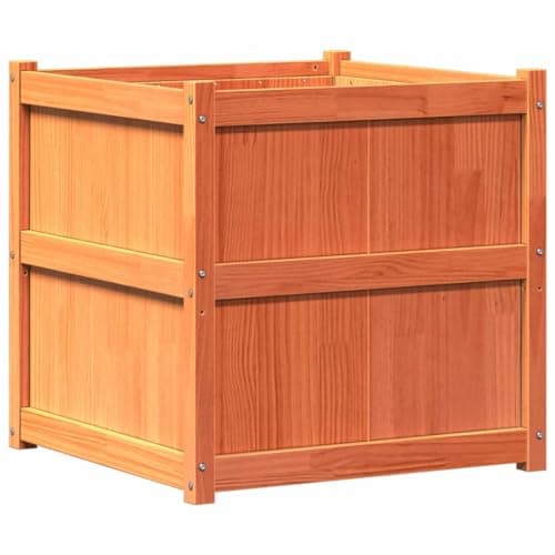 Image of vidaXL Solid Pine Wood Garden Planter - Spacious Outdoor Planter in Wax Brown for Vegetables, Flowers or Plants, Rustic Design for Garden, Patio and Balcony Use