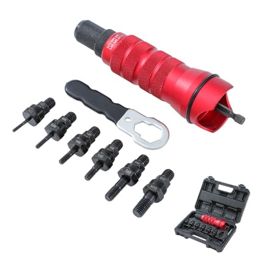 Image of KATSU Tools Riveter Nut Attachment, Rivet Gun Drill Adapter Kit Riveting Tool with M3 M4 M5 M6 M8 M10 Mandrels, for Cordless Electric Power Drill Drivers 405530