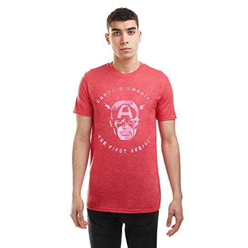 Image of Marvel Men's Captain America The First Avenger T-Shirt, Heather Red, Medium