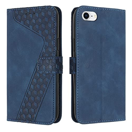 Image of OKZone iPhone 6S/6 Case, PU Leather Wallet with Card Slots, Magnetic Shockproof Flip Cover Bookstyle for 4.7 Inch (Blue)