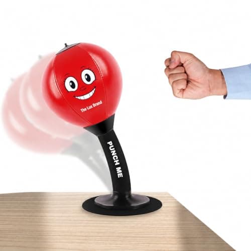 Image of The Lux Brand's Desktop rage Bag, Premium Quality kids punching bag. Super strong Spring Flexibility, punching bag for kids, Super Strong Suction on Smooth Surfaces, Kids&Adults (Red).