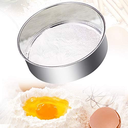 Image of TANCUDER Stainless Steel Flour Sieve Round Flour Mesh Sifter Handheld Sifting Sieve Icing Sugar Shaker Strainer Sieve Kitchen Fine Mesh Flour Sifter Powdered Filter Mesh with 60 Mesh,15 * 15 * 4.5cm