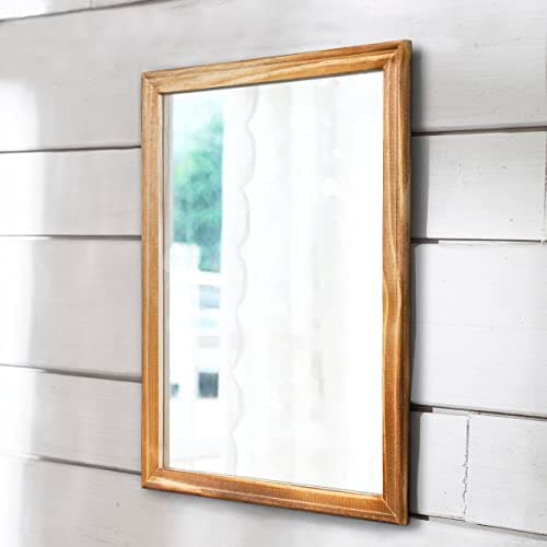 Image of AAZZKANG Rustic Mirrors for Wall Rectangle Wood Frame Mirror Farmhouse Bedroom Bathroom Decorative Mirror