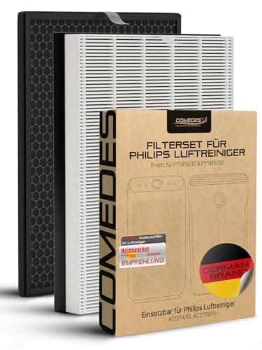 Image of Comedes replacement filter set for Philips AC1214/60 air purifiers | HEPA and activated carbon filter | replaces Philips FY1410/30 und FY1413/30