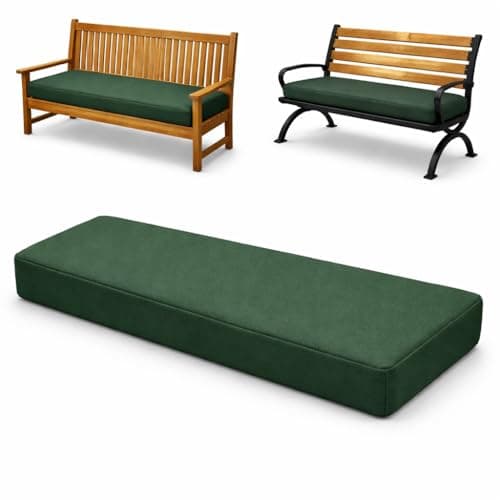 Image of AuraLin 4 Seater Bench Cushion | Standard Foam | Green | 170 x 52 x 6 cm | Water-Resistant Outdoor Garden Furniture Pad | Durable Replacement Seating for Patio Benches and Swings