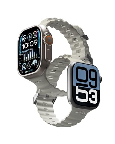 Image of Mous Active Apple Watch Strap Compatible with Apple Watch 38mm 40mm 41mm, Durable Fluoroelastomer Band, Water-Resistant, Adjustable Band for iWatch Series 9-1, Ultra/Ultra 2/SE, Sand, Small