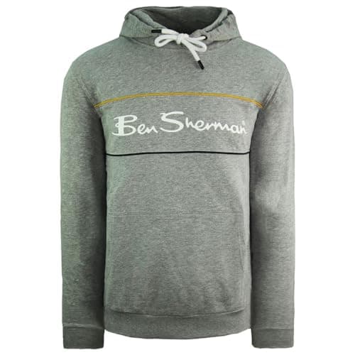 Image of Ben Sherman Large Logo Hoody Mens Pullover Jumper 0065214G Grey