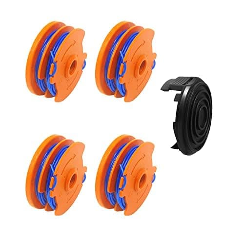 Image of WX100 Strimmer Trimmer Spool Line for Qualcast Trimmer, GT25 GGT350A1 GT30 GGT450A1 and WG100E WG104E1 Strimmer Spool Replacement, 1.65mm 8.3m Spool lines (4 Spool+1 Cover)