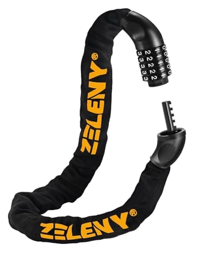 Image of ZELENY Bike Lock, Bicycle Lock with Thickened Plug and 3ft (90cm) Long Chain, 5-Digit Combination Bike Locks High Security, Keyless, Bike Chain Lock for Bicycle, Motorbike, Scooter, Fence gate.