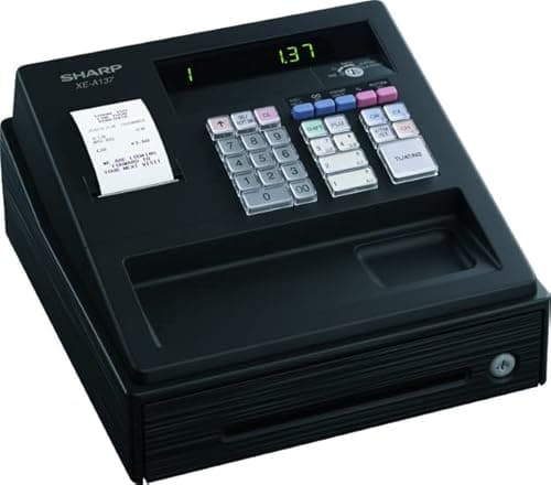 Image of My Shopfittings Sharp XEA 137 Black Small Cheap Cash Register Till *cafes/Barbers/Salons/Start-ups