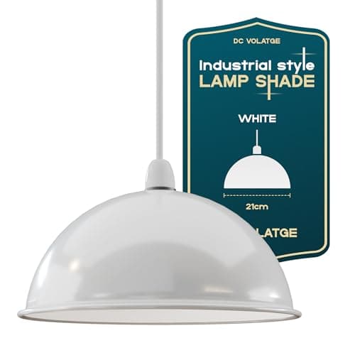 Image of Retro Industrial Ceiling Light Vintage E27 Style Dome Shaped Pendant Lamp for Kitchen Living Room (White)
