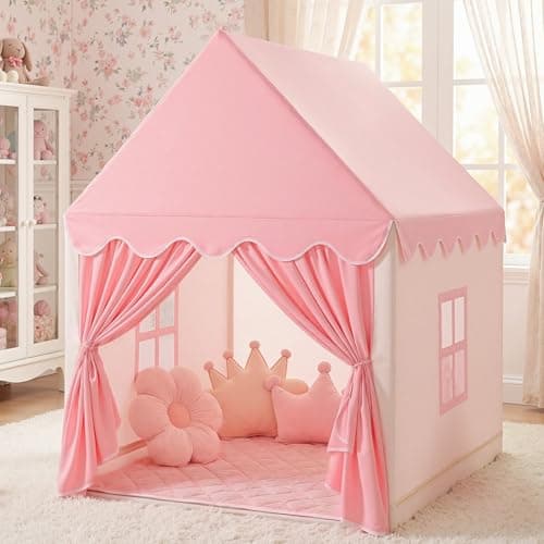 Image of Wilwolfer Kids Play Tents for Toddlers Kids Tents Indoor Playhouse - Princess Tent for Girls Toy House Gift (Pink Play Tent)