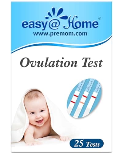 Image of Easy@Home 25 Ovulation Test Strips, Ovulation Predictor Kit, Powered by Premom Ovulation Predictor iOS and Android App, 25 LH Strips