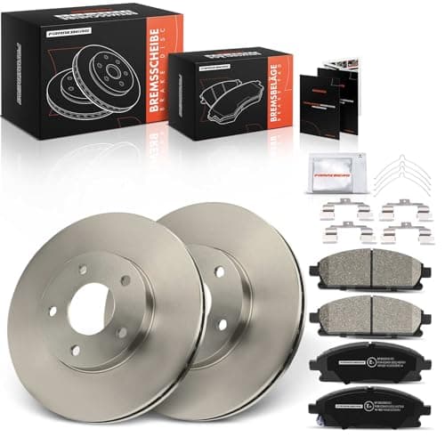 Image of Frankberg Brake Kit incl. 2x Brake Disc + 4x Brake Pad Front Compatible with X-Trail T30 2.0L-2.5L 2001-2013 Replace# 402064U107,41060VH385