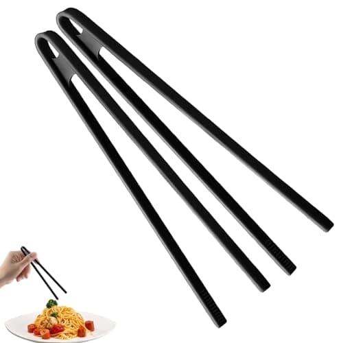 Image of aqlbhz 2 Pack Black Food Grade Kitchen Tongs for Toast - Non-Stick Kitchen Tongs for Toaster, Fried Steak, BBQ
