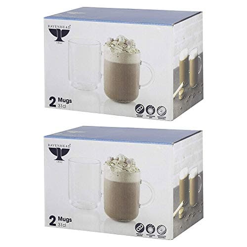 Image of Ravenhead Glass Mugs Set of 2 Pieces Home Kitchen Table Drinkware 31cl Clear (Pack of 2)