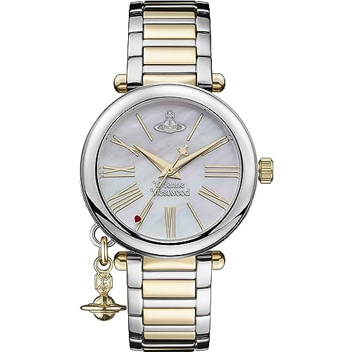 Image of Vivienne Westwood Mother Orb 32mm Ladies Quartz Analogue Display Watch with MOP Dial & Two Tone Stainless Steel Bracelet